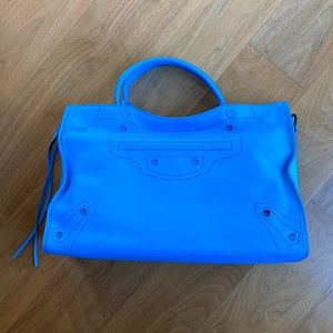 Authentic Balenciaga Blackout City bag turquoise